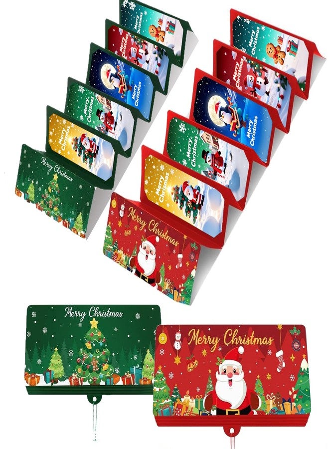 Mivofun Elegant Christmas Money Envelope Set with Tassel, Festive 10-Slot Pull-Apart Design in Red & Green Cash Holder, 2-Pack for Holiday Decor and Gifting - Image 1
